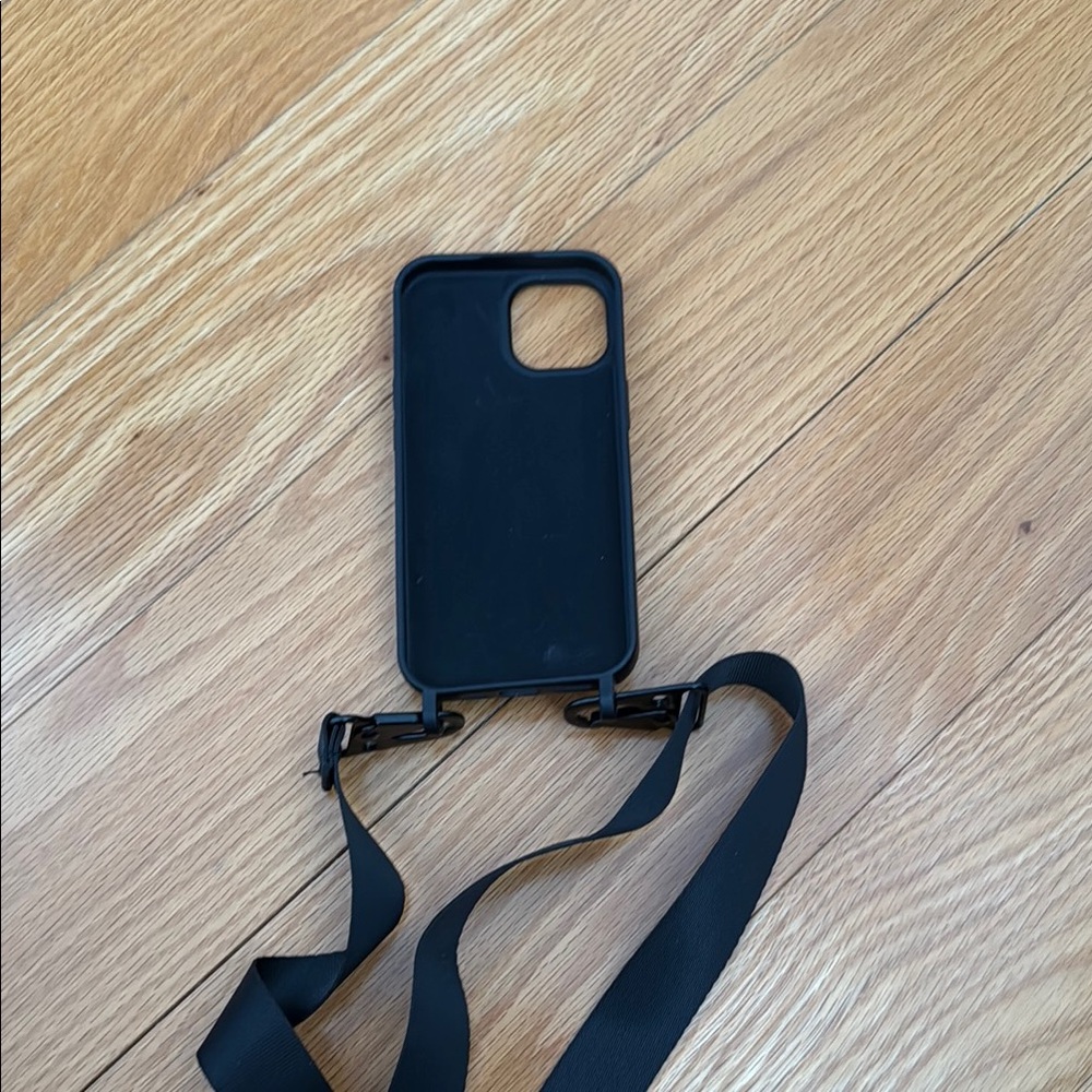 Black Phone Case with Detachable Strap - iPhone 15
